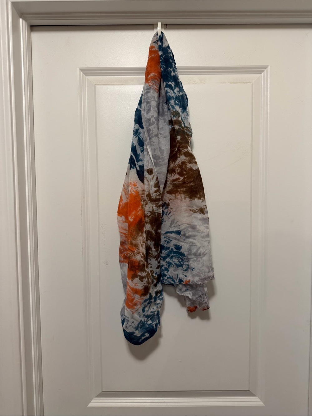 Tie-Dye Lightweight Scarf in Blue, Orange & Brown